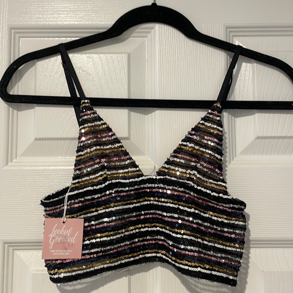 NEVER WORN, TAGS STILL ON - cute & sexy sequin bra/crop top from EastnWestLabel